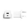PanzerGlass empower™ by ® Turbo 35W Ładowarka z USB-C + USB-A | Wtyczka UK | Srebrno-biała