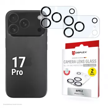Displex Full Cover Camera Lens Glass iPhone 17 Pro, 10H, Full Camera Protector, Quick Mount, 2-Pack
