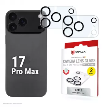 Displex Full Cover Camera Lens Glass iPhone 17 Pro Max, 10H, pełna ochrona aparatu, Quick Mount, 2 szt.