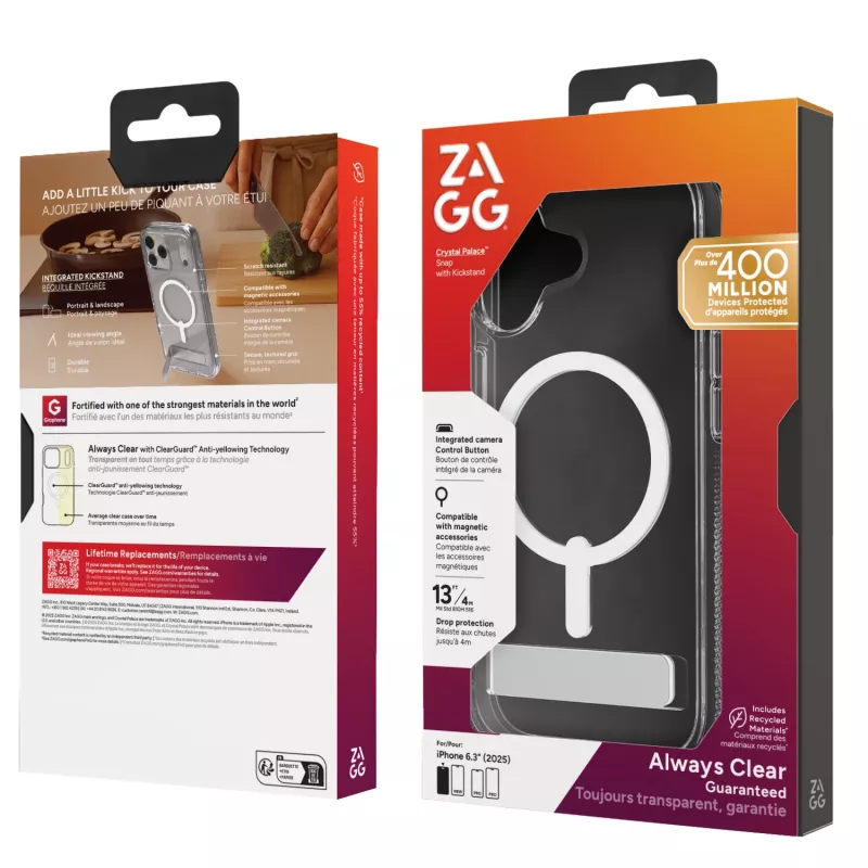Etui ZAGG Crystal Palace Snap Kickstand do Apple iPhone 17, przezroczyste