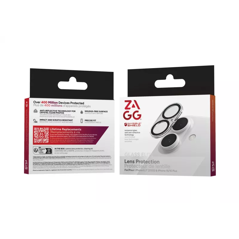 InvisibleShield Glass Elite Lens Protection dla Apple iPhone 17/16/16+ Czarny