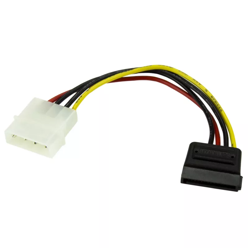 StarTech.com 6in 4 Pin LP4 do SATA – kabel zasilający adapter, Molex (4-pin), SATA 15-pin, 0,152 m, Męski, Prosty, Prosty