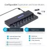 StarTech.com Samodzielny duplikator i kasownik pamięci USB 1 na 15, kopiarka wielu pamięci USB, kopiowanie systemowe, plikowe i całego dysku z prędkością 1,5 GB/min, kasowanie pojedyncze i 3-przebiegowe, wyświetlacz LCD - TAA