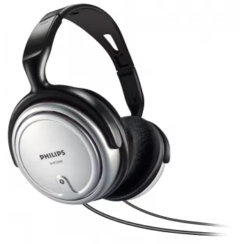 Philips Indoor Corded TV Headphone SHP2500/10, Przewodowe, 15 - 22000 Hz, Muzyka, 909 g, Słuchawki, Czarny, Srebrny
