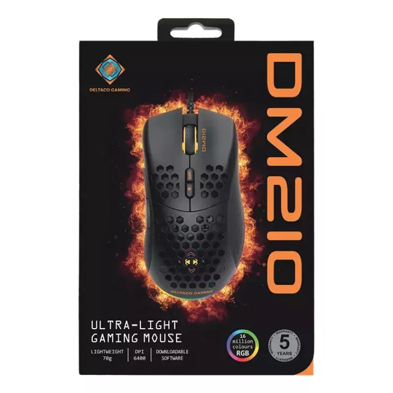 Mysz gamingowa Deltaco DM210 przewodowa ultralekka RGB czarna
