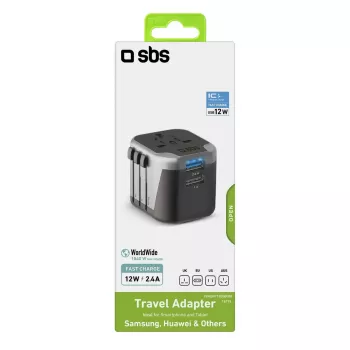 Ładowarka do urządzeń mobilnych SBS Mobile TEADAPT2USBUNI — czarny/srebrny, adapter USB