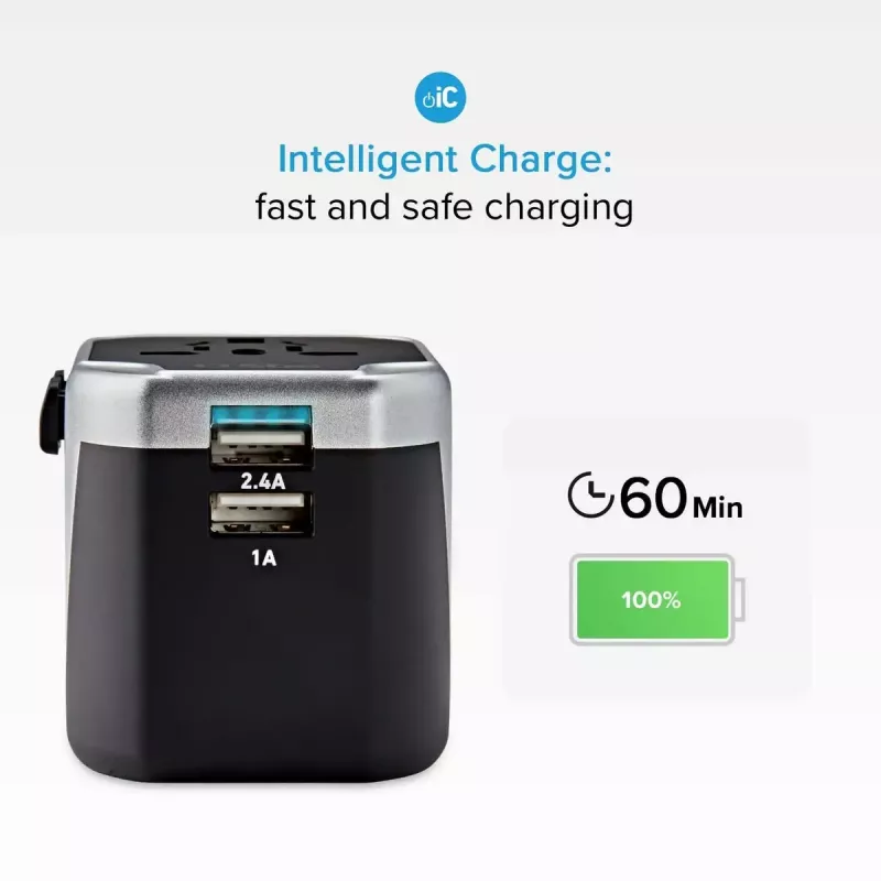 Ładowarka do urządzeń mobilnych SBS Mobile TEADAPT2USBUNI — czarny/srebrny, adapter USB