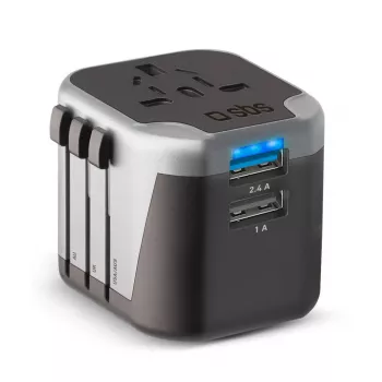 Ładowarka do urządzeń mobilnych SBS Mobile TEADAPT2USBUNI — czarny/srebrny, adapter USB