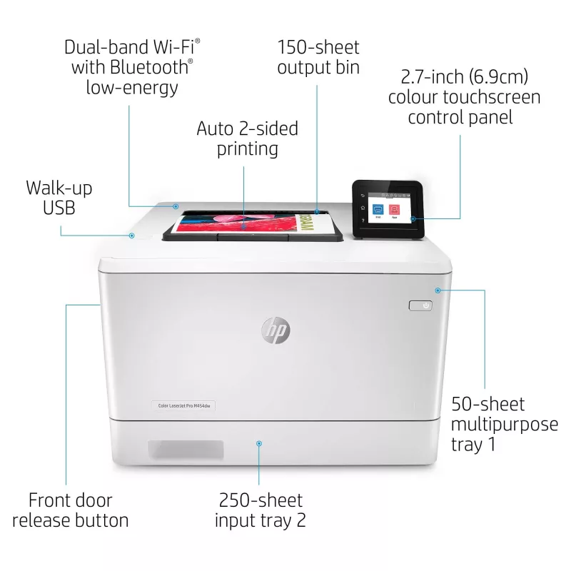HP Color LaserJet Pro M454dw, drukarka, drukowanie przez USB z przodu, drukowanie dwustronne