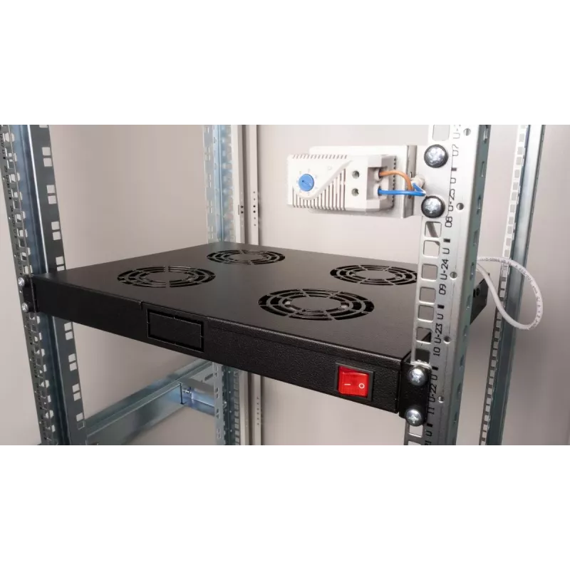 Equip Wentylatory chłodzące 19', 1U, 4 WENTYLATORY, RAL9005 Czarny