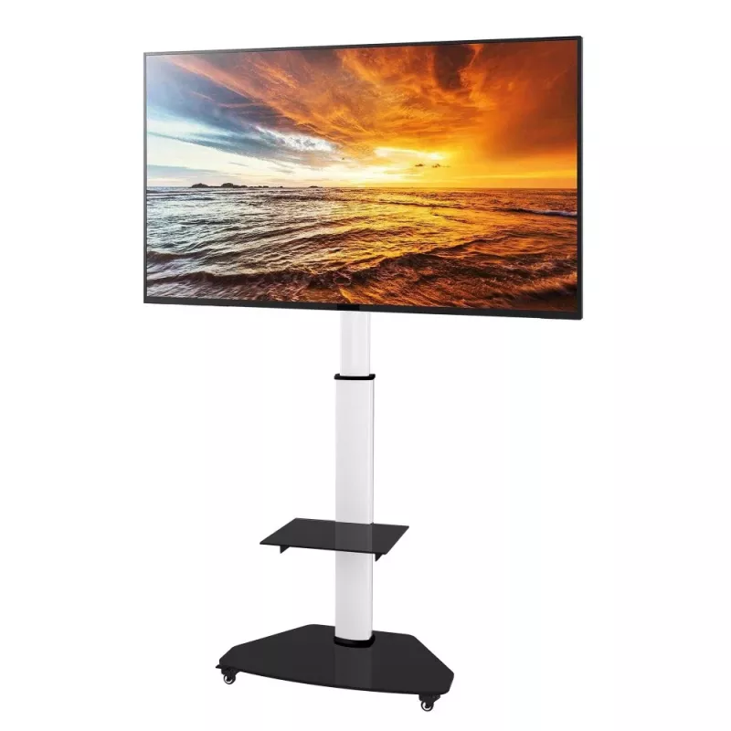 Techly Floor Support with Shelf Trolley TV LCD/LED/Plasma 37-70 inch biały