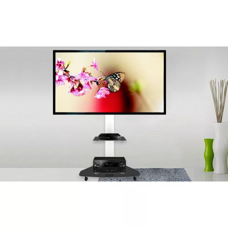 Techly Floor Support with Shelf Trolley TV LCD/LED/Plasma 37-70 inch biały