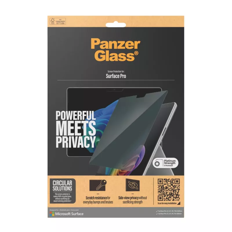 PanzerGlass ® Osłona prywatyzująca ekranu Microsoft Surface Pro X | Pro 8 | Pro 9 | Pro 10 | Pro 11th Edition | Ultra-Wide Fit