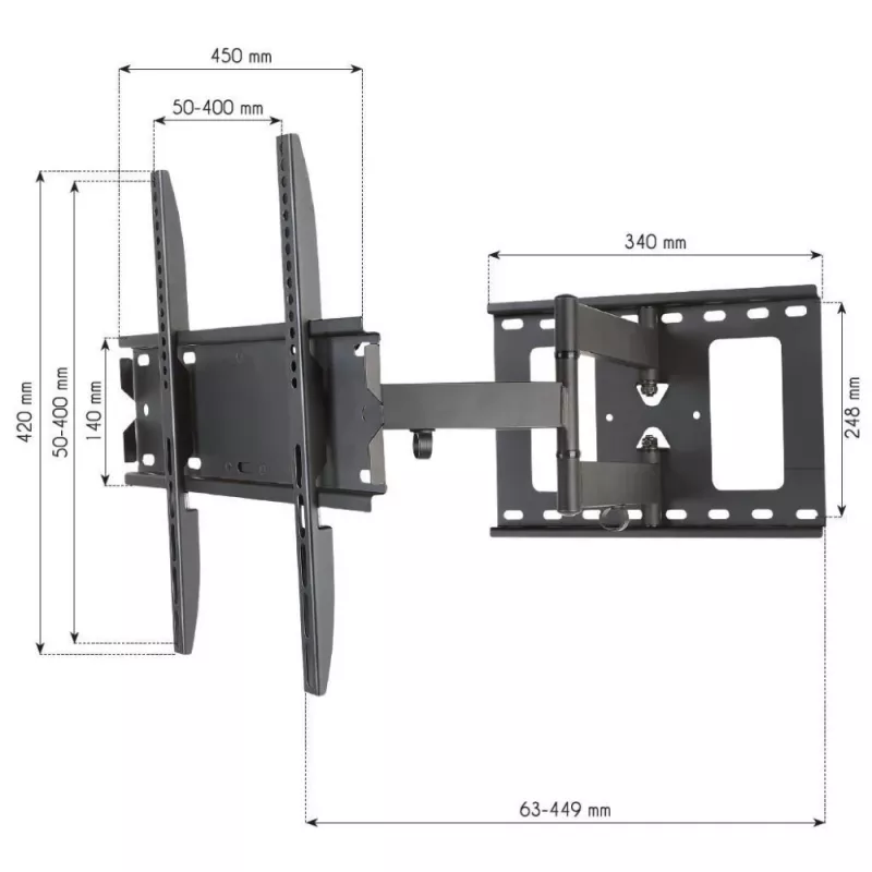 Techly ICA-PLB 148M Uchwyt/stojak do telewizora 139,7 cm (55 cali) Czarny