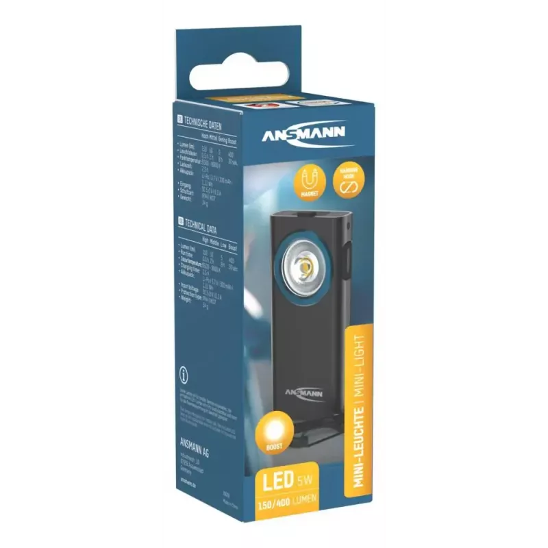Latarka na brelok Ansmann ML400R Czarna LED 5W USB ładowalna