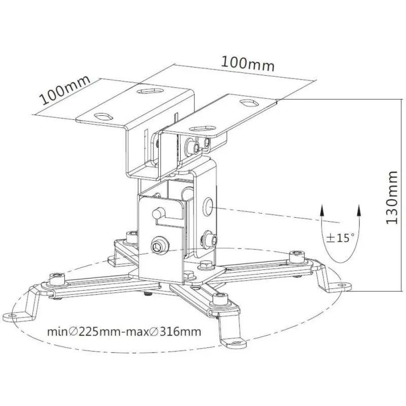 Przedłużenie wspornika sufitowego do projektora Techly 130 mm srebrny ICA-PM 2S