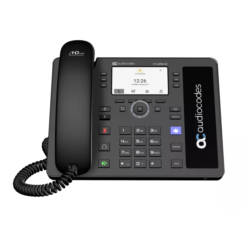 AudioCodes Teams C435HD-R IP-Phone PoE GbE Czarny, telefon IP, czarny, przewodowa słuchawka, Android, SIP info, przyciski