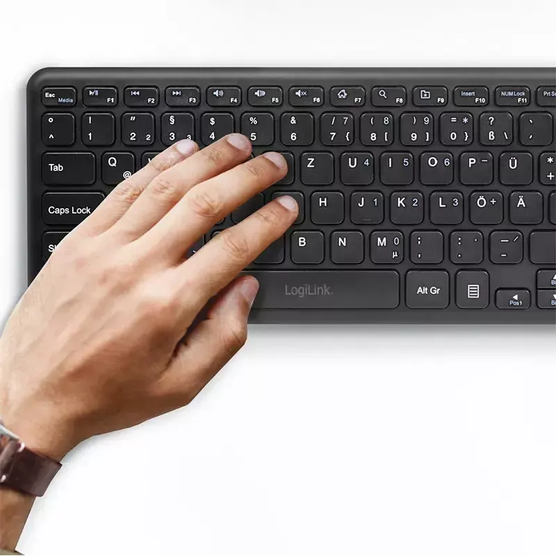 Klawiatura LogiLink ID0188 Home RF Wireless QWERTZ Czarna