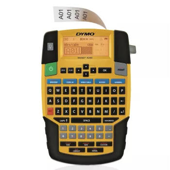 Przemysłowa drukarka etykiet DYMO RHINO 4200 | Klawiatura QWERTY i klawisze skrótów oszczędzające czas | Wytrzymała drukarka etykiet na place budowy i do intensywnych zadań etykietowania