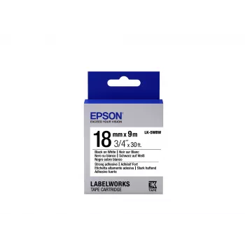 Wkład etykietowy Epson o mocnej przyczepności LK-5WBW czarno-biały 18 mm (9 m)