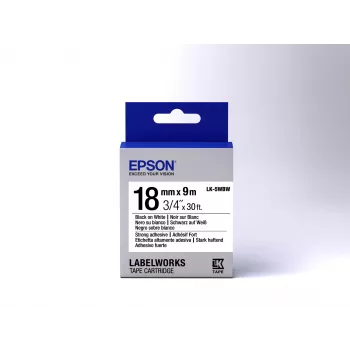 Wkład etykietowy Epson o mocnej przyczepności LK-5WBW czarno-biały 18 mm (9 m)