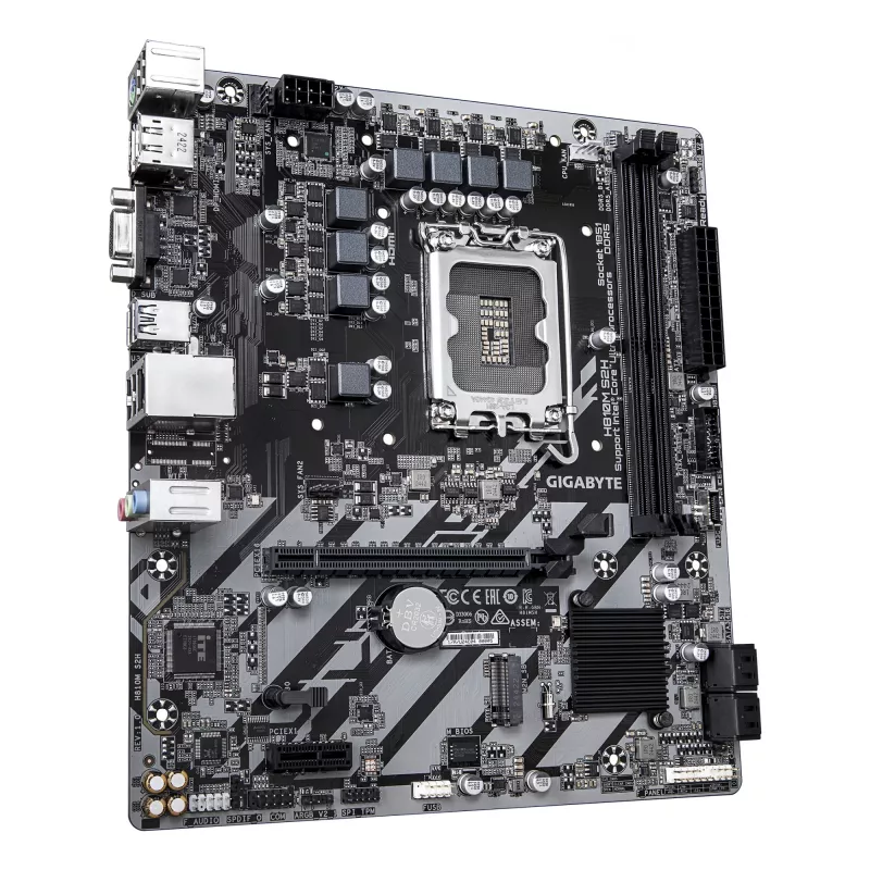 Płyta główna GIGABYTE H810M S2H - procesory Intel Core Ultra (seria 2), 4+1+2 fazy VRM, do 6400MHz DDR5, 1xPCIe 4.0 M.2, 1GbE LAN, USB 3.2 Gen 1