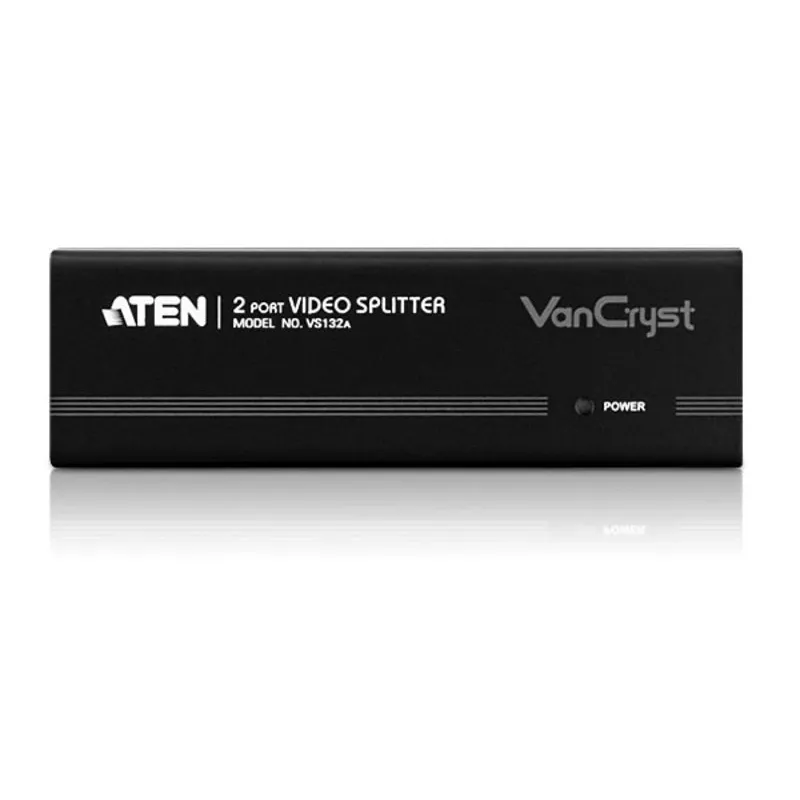 ATEN 2-Port VGA Video Splitter (450 MHz), VGA, 2x VGA, 2048 x 1536 pikseli, Czarny, Metal, QXGA