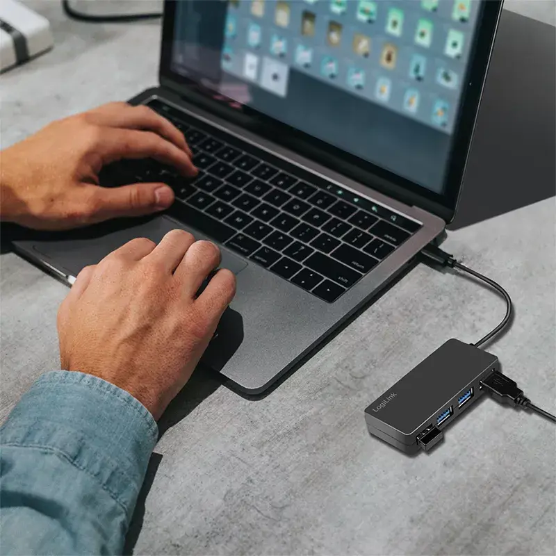 LogiLink USB 3.2 Gen1 koncentrator 4-portowy czarny 5000 Mbit/s ABS