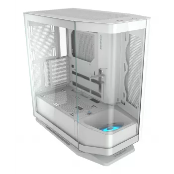 Obudowa PC Midi Tower Cougar FV270 — Biała, obsługuje ATX/EATX/Micro-ITX, 2×3,5 cala + 2×2,5 cala, wentylatory 120/140 mm