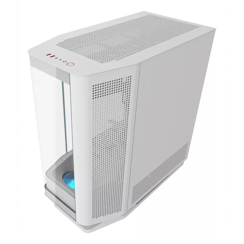 Obudowa PC Midi Tower Cougar FV270 — Biała, obsługuje ATX/EATX/Micro-ITX, 2×3,5 cala + 2×2,5 cala, wentylatory 120/140 mm