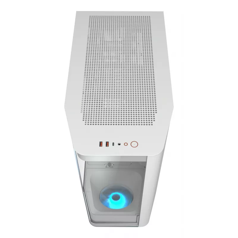 Obudowa PC Midi Tower Cougar FV270 — Biała, obsługuje ATX/EATX/Micro-ITX, 2×3,5 cala + 2×2,5 cala, wentylatory 120/140 mm