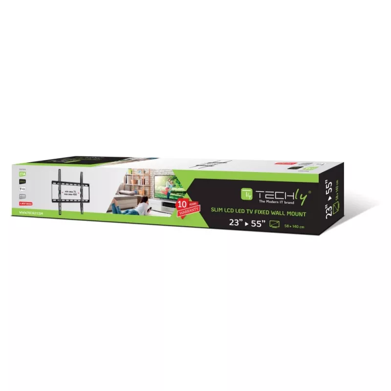 Techly Stały cienki uchwyt ścienny LED TV LCD 23-55 Czarny” ICA-PLB 162M