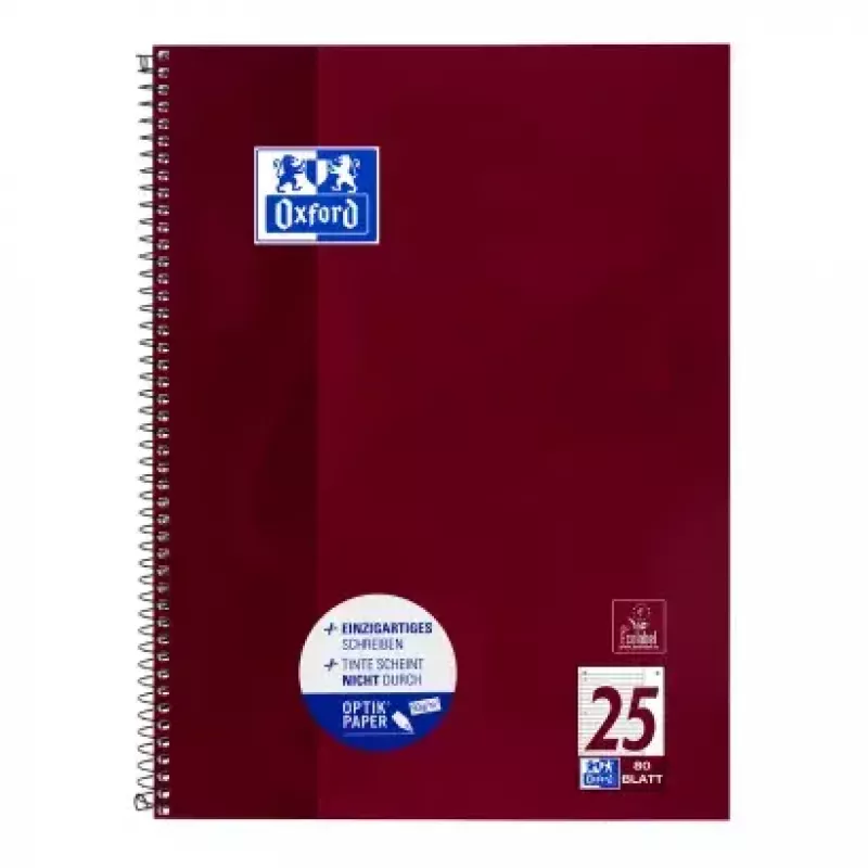 Notes Oxford 100050355 A4 80 arkuszy Bordeaux