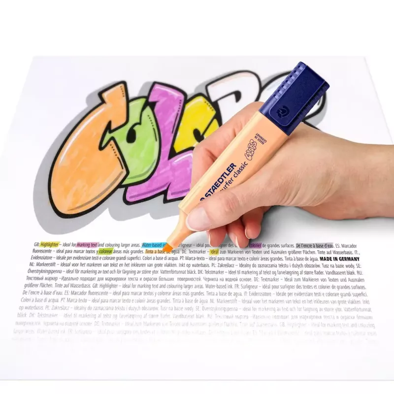 Marker Staedtler 364 C 10 szt. Końcówka dłutowa Czarny Brązowy Jasnoniebieski Jasnoszary Limonkowy Miętowy Brzoskwiniowy Różowy Fioletowy Żółty