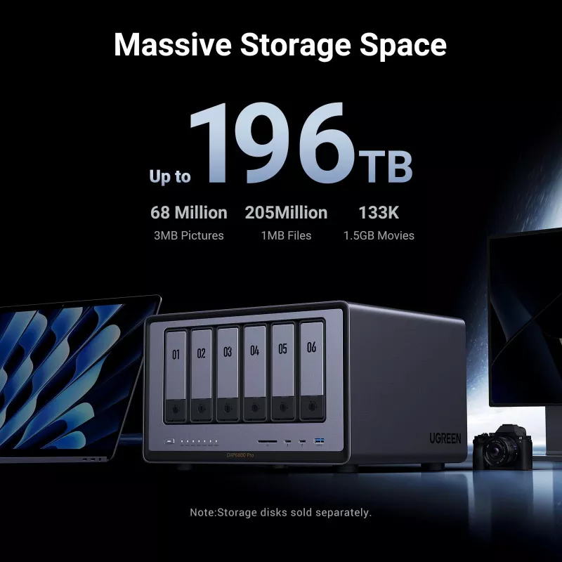 Ugreen DXP6800 Pro NAS Desktop Intel® Core™ i5 8 GB DDR5 Szary, Czarny