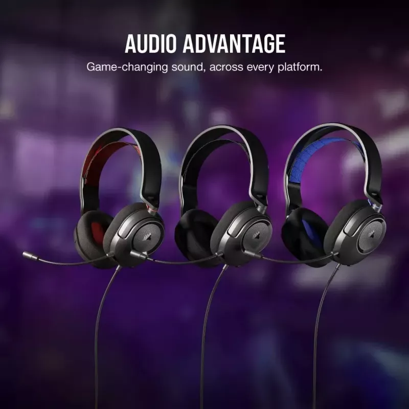 Zestaw słuchawkowy Corsair HS35 v2 Wired Gaming niebieski kabel 1,8 m 470 g
