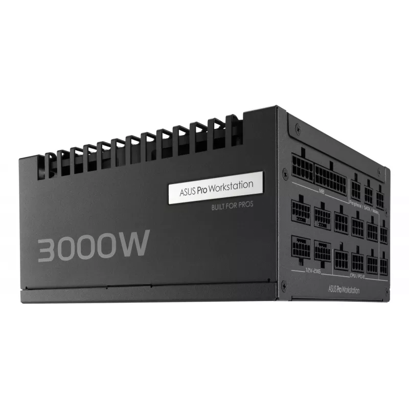 Zasilacz ASUS Pro WS 3000 W ATX 3.1 80 PLUS Platinum w pełni modułowy, 20+4 pin, 4×16-pin PCIe, 12×SATA, czarny