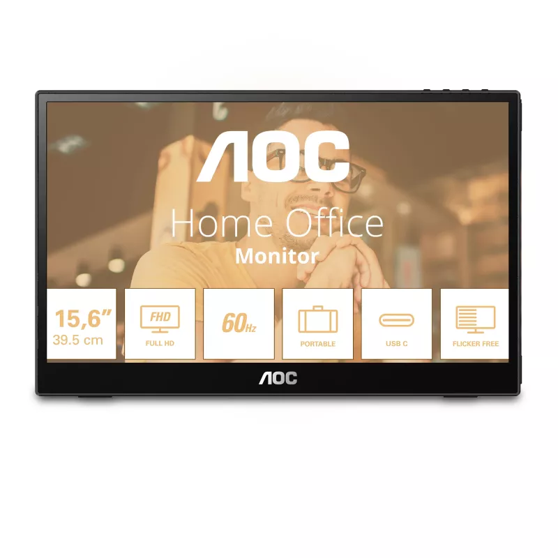 AOC 16T3EA Przenośny telewizor/monitor Czarny 39,6 cm (15,6 cala) 1920 x 1080 pikseli