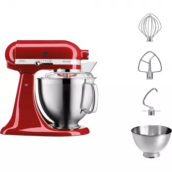 Robot kuchenny KITCHENAID Artisan 5KSM185PS, misa ze stali nierdzewnej 4,8 l, 300 W, 10 prędkości, czerwony