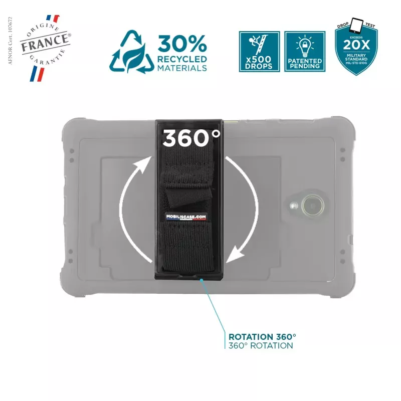 Case Mobilis Galaxy Tab Active5 8'' Cover 360° Rotating Handstrap Kickstand