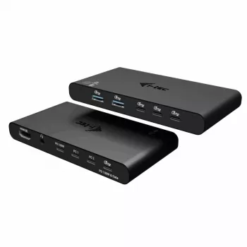 Stacja dokująca KVM i-tec dla 2 hostów HDMI, interfejs hosta USB-C, PD 2×100 W, 4K@60 Hz, 2×USB-A