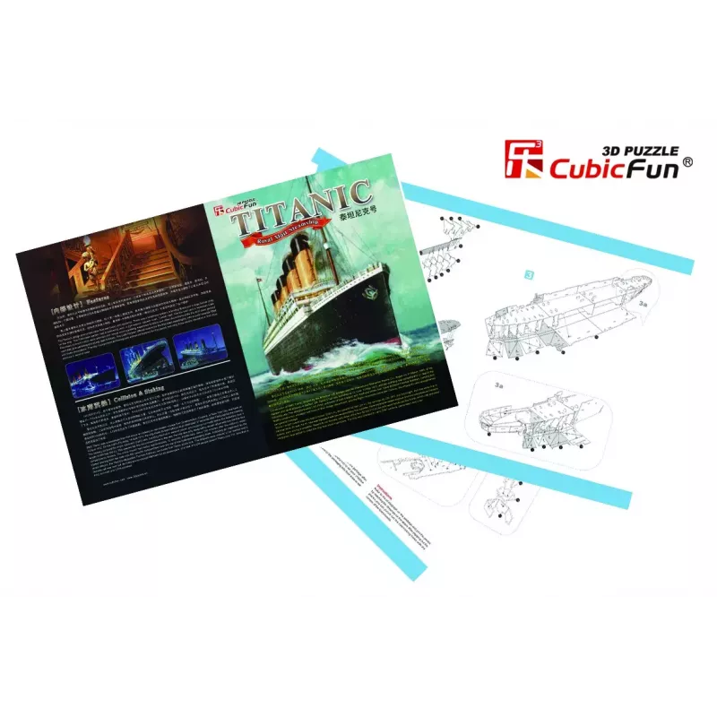 Puzzle 3D Cubicfun Titanic Duży T4011H — 1024 elementy, model statku w skali