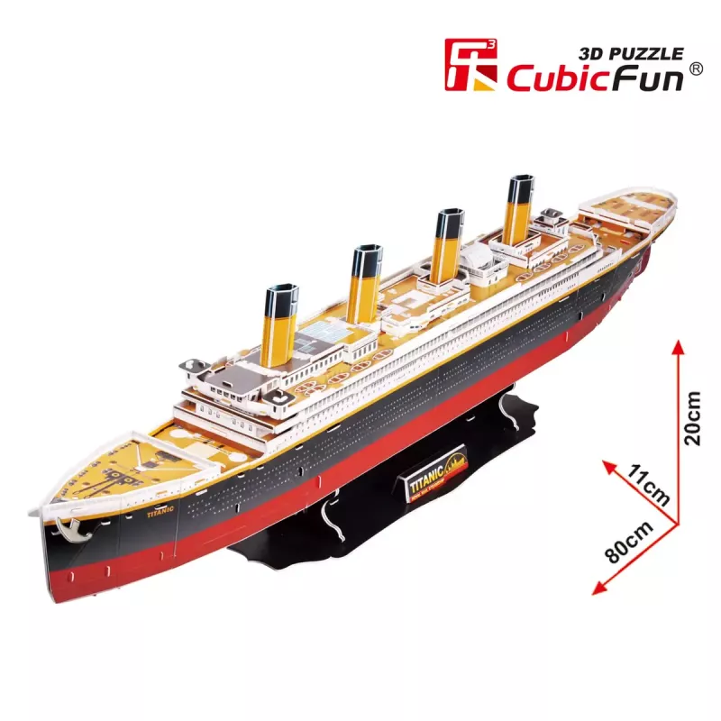 Puzzle 3D Cubicfun Titanic Duży T4011H — 1024 elementy, model statku w skali