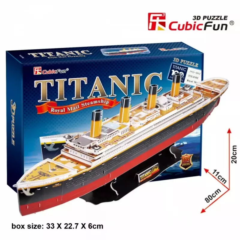 Puzzle 3D Cubicfun Titanic Duży T4011H — 1024 elementy, model statku w skali