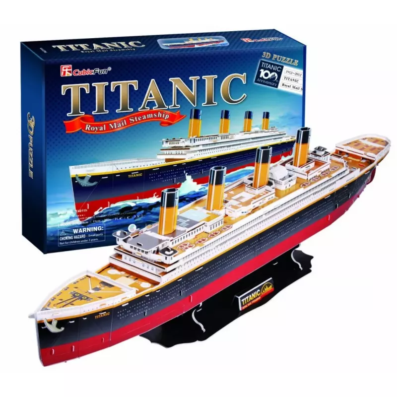 Puzzle 3D Cubicfun Titanic Duży T4011H — 1024 elementy, model statku w skali