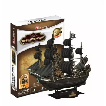 Puzzle 3D CubicFun Model Statku Pirackiego 'Queen Anne's Revenge' T4005H, kartonowy zestaw do montażu