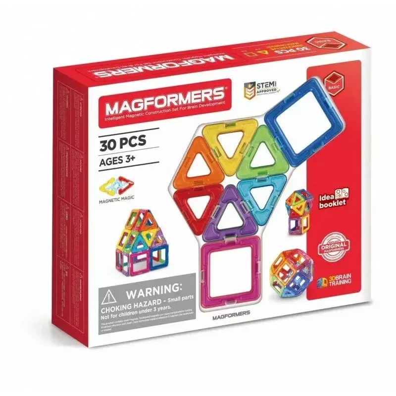 Magformers Magnetic Blocks Basic 30 pcs. set by MAGFORMERS — 30-elementowy magnetyczny zestaw konstrukcyjny