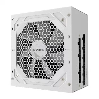 Zasilacz GIGABYTE UD850GM PG5 V2 ICE — 850W, PCIe Gen 5.1, 80 PLUS Gold, w pełni modułowy, wentylator 120mm, ATX 3.1, wtyczka UK, biały