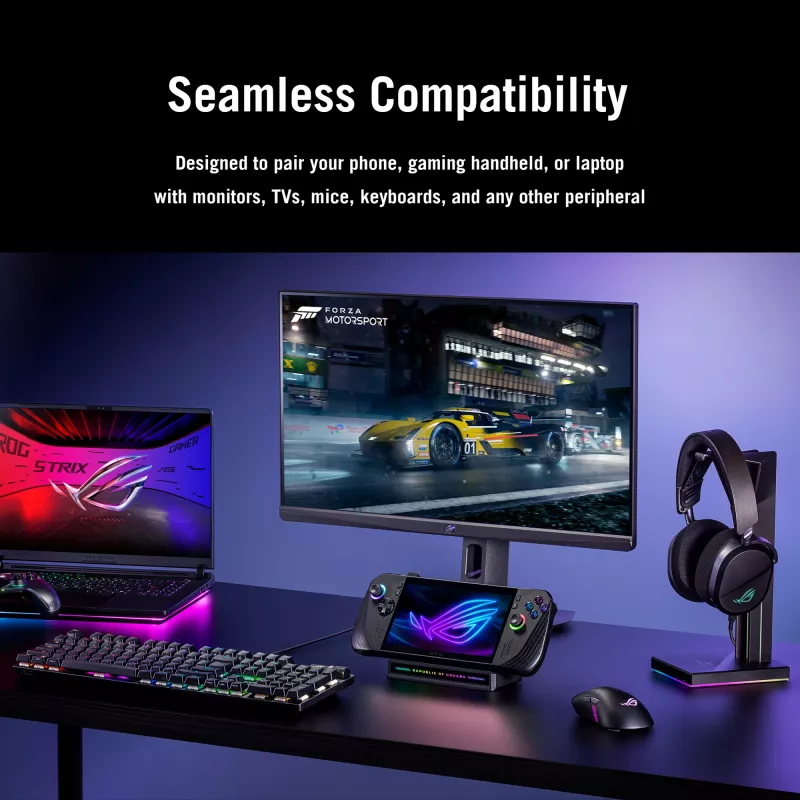 Stacja dokująca ASUS ROG Bulwark Dock 2025 DG300 USB Type-C, 1x RJ-45, 1x HDMI, czarna, 160×74×25.5 mm