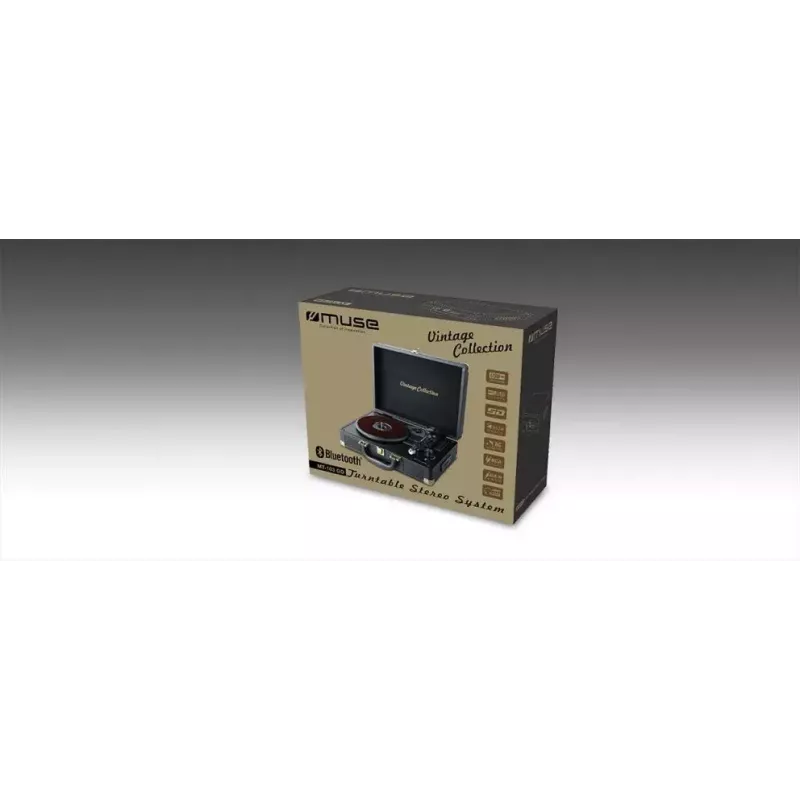 Gramofon Muse MT-103 GD Czarny — 33/45/78 RPM, zasilacz AC 100–240V, kompaktowy 350×113×255 mm, 2,7–3 kg